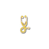 Pin Metálico Estetoscopio Amarillo Dorado
