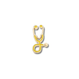 Pin Metálico Estetoscopio Amarillo Dorado