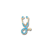Pin Metálico Estetoscopio Azul Cielo Dorado