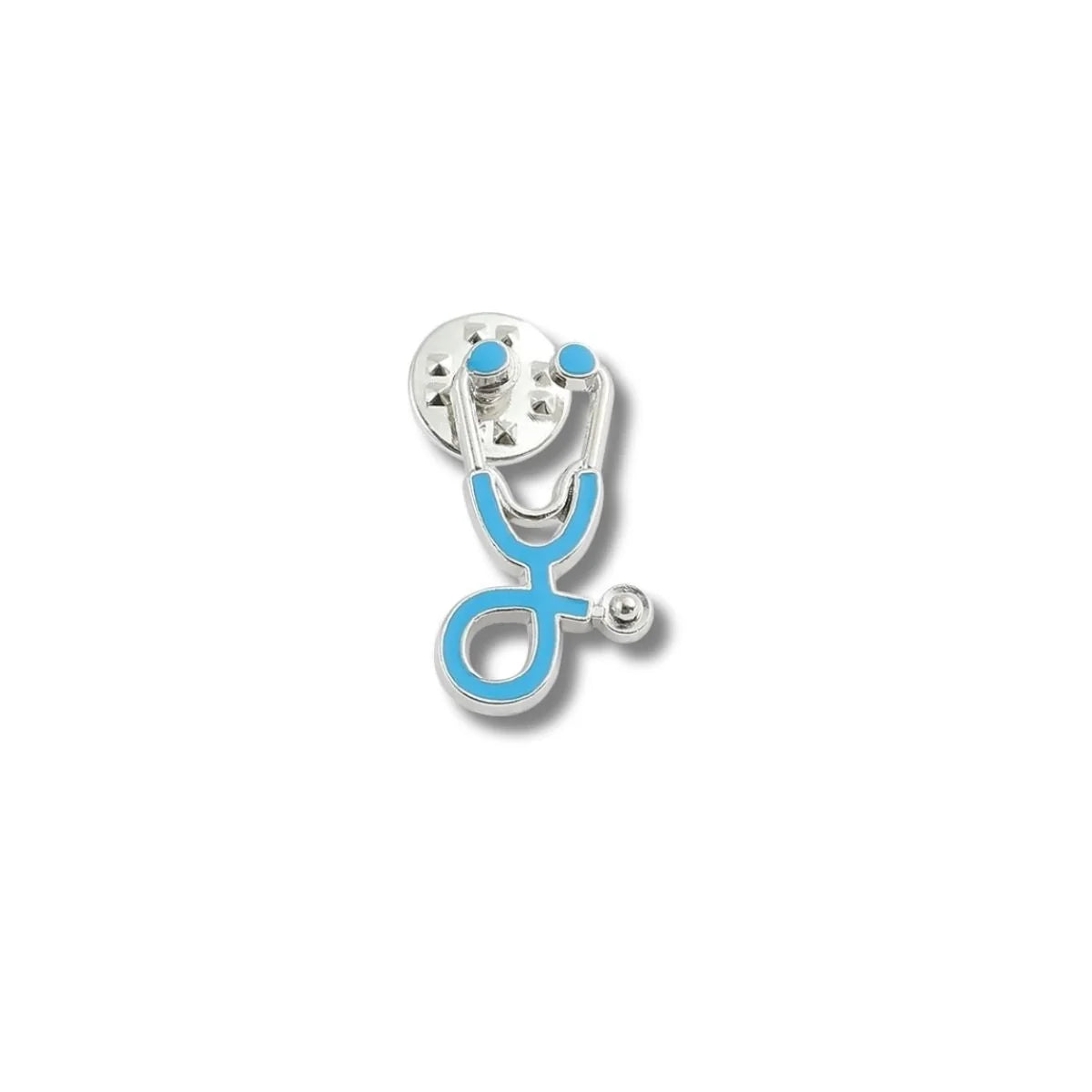 Pin Metálico Estetoscopio Azul Cielo Plateado