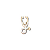 Pin Metálico Estetoscopio Blanco Dorado
