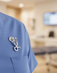 Pin Metálico Estetoscopio Blanco Plateado