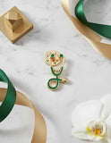 Pin Metálico Estetoscopio Verde Dorado