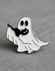 Pin Metálico Fantasma y Gatito Ofrenda