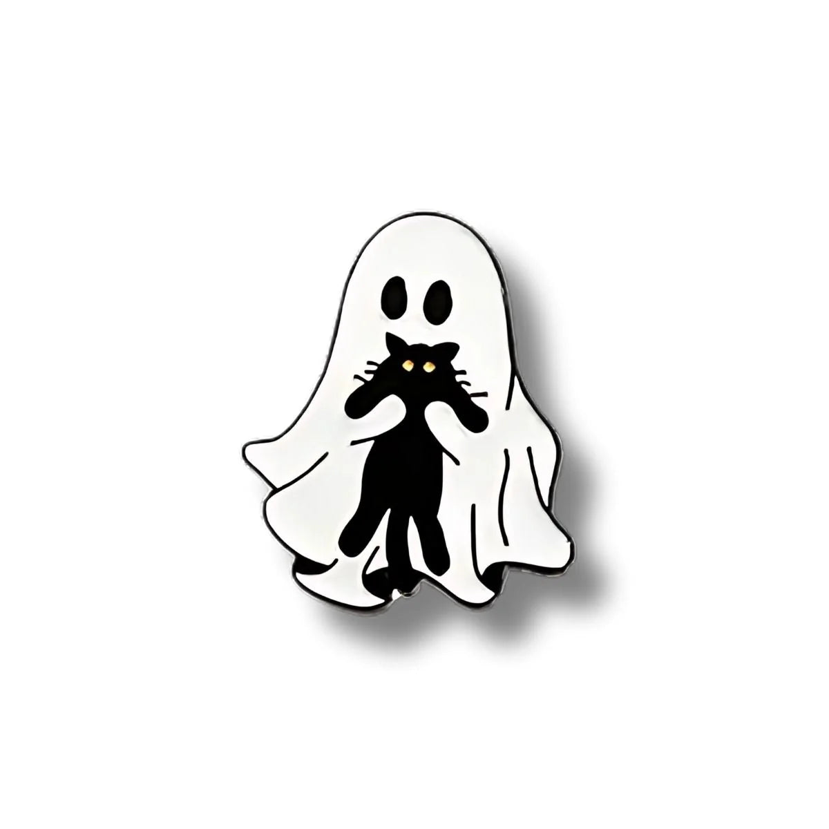 Pin Metálico Fantasma y Gatito Sostenido