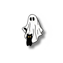 Pin Metálico Fantasma y Gatito Vigilando