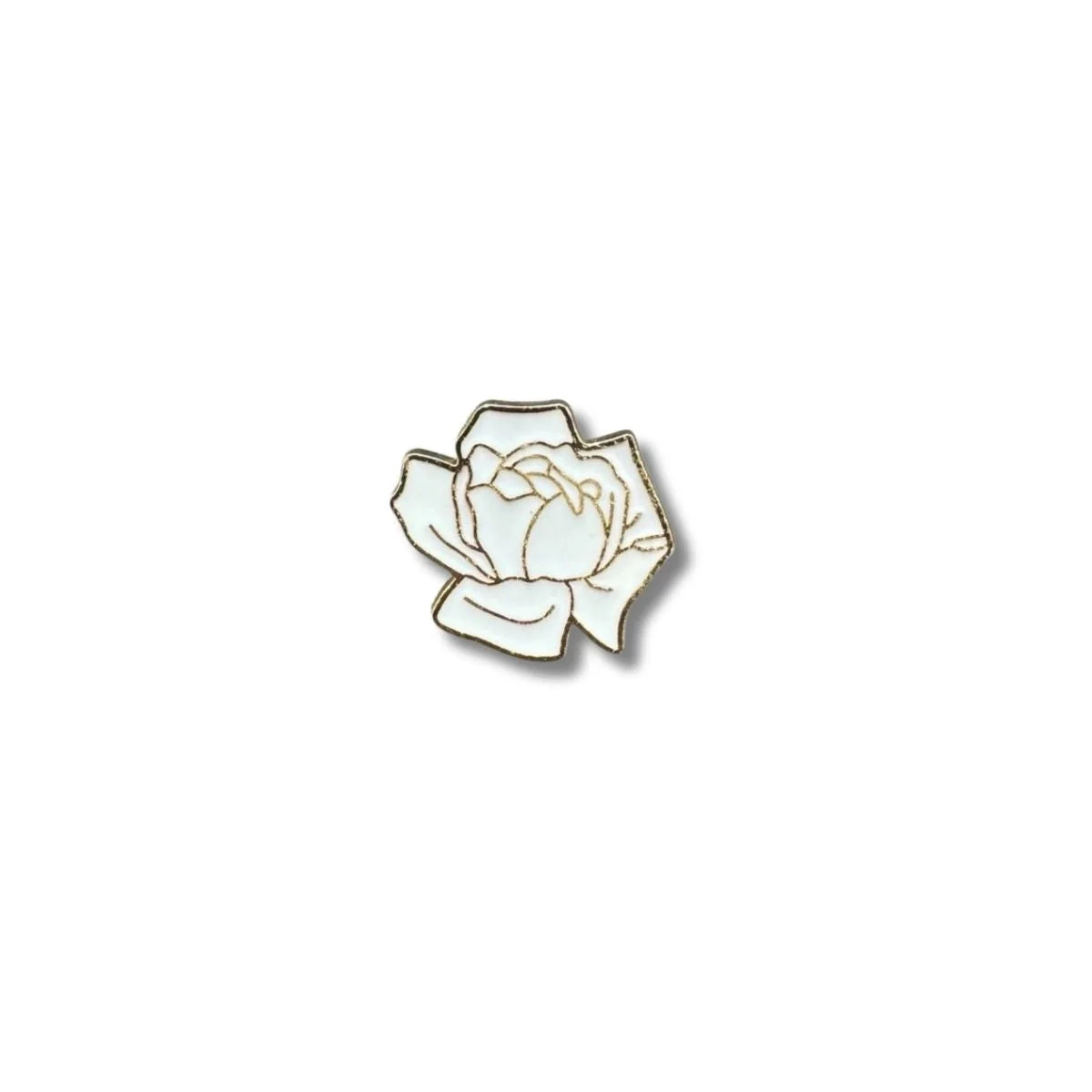 Pin Metálico Flor Rosa de Seda Blanca
