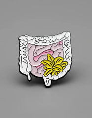Pin Metálico Intestino con Flor Amarilla