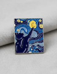 Pin Metálico La Noche Estrellada Gatuna