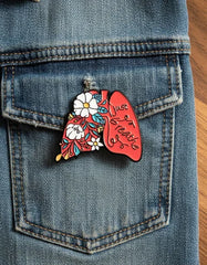 Pin Metálico Pulmón Just Breathe con Flores