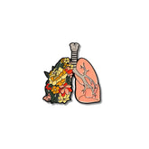 Pin Metálico Pulmones con Flores
