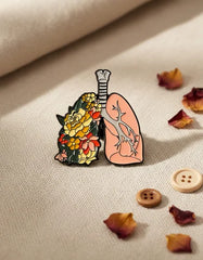 Pin Metálico Pulmones con Flores
