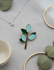 Pin Metálico Rama con Hojas