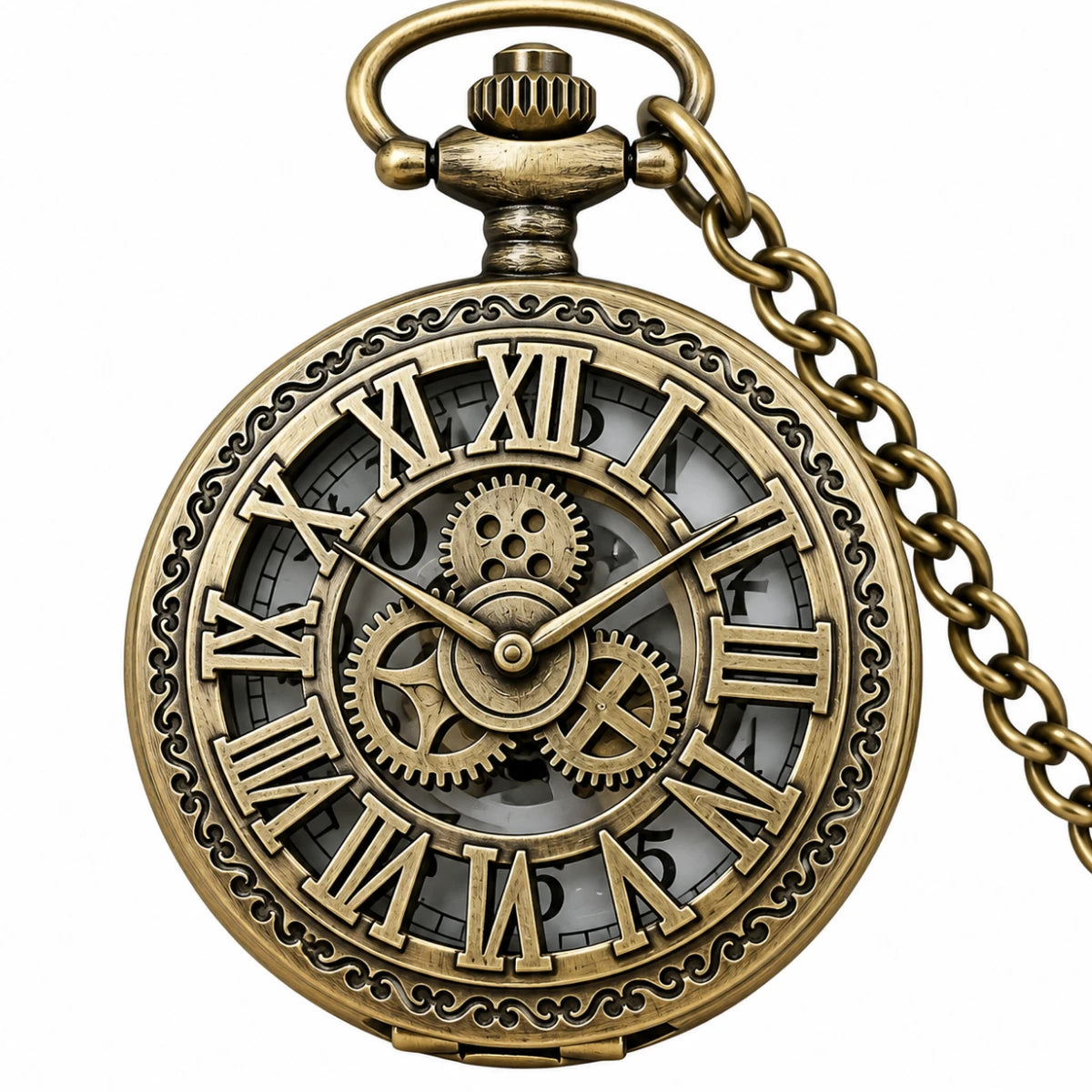Reloj de Bolsillo Engranajes Números Romanos