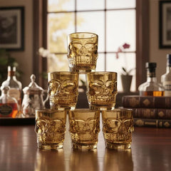 Set x 6 Copas Shots Calavera 48 ml Doradas