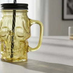 Vaso Pitillo Calavera Amarillo