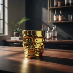 Vaso Whiskero Calavera 290 ml Dorado Entero