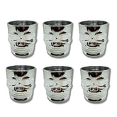Vaso Whiskero Calavera 290 ml Plateado (1 Unidad o Set x 6 Vasos)) Exhibidos