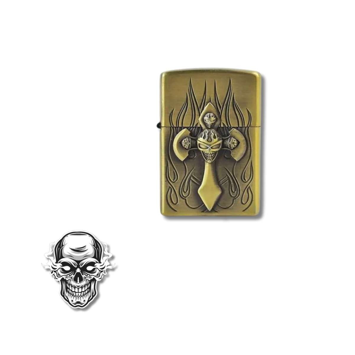 Encendedor Metálico Recargable Tipo Zippo Calavera #9