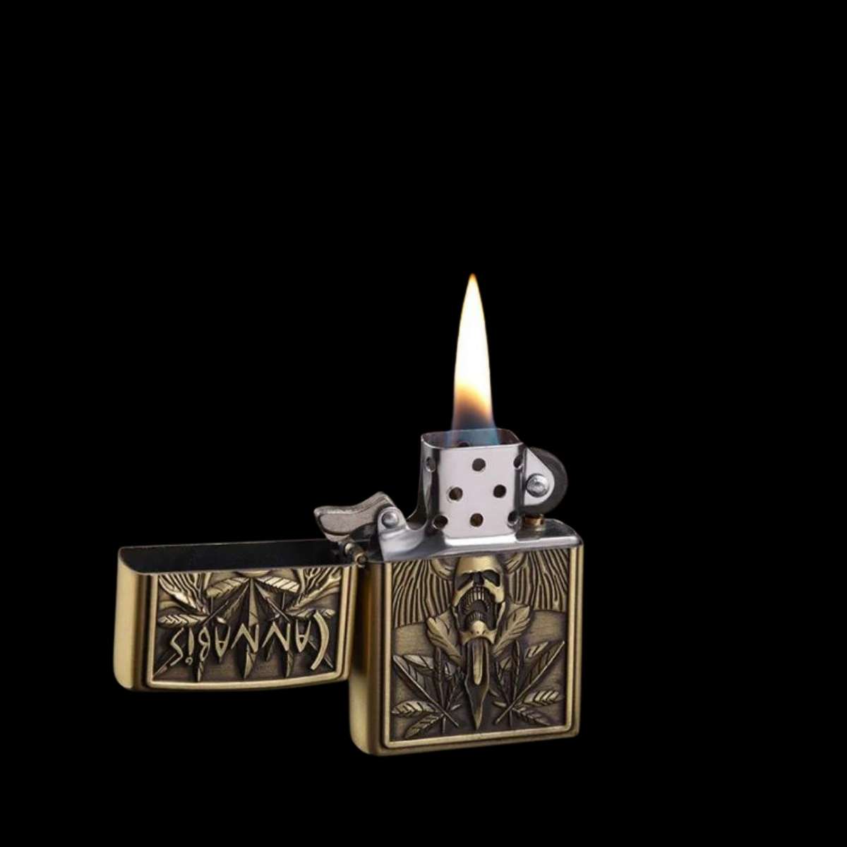 Encendedor Metálico Recargable Tipo Zippo Calavera #3 Encendido