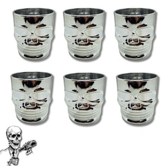 Vaso Whiskero Calavera 290 ml Plateado (1 Unidad o Set x 6 Vasos)