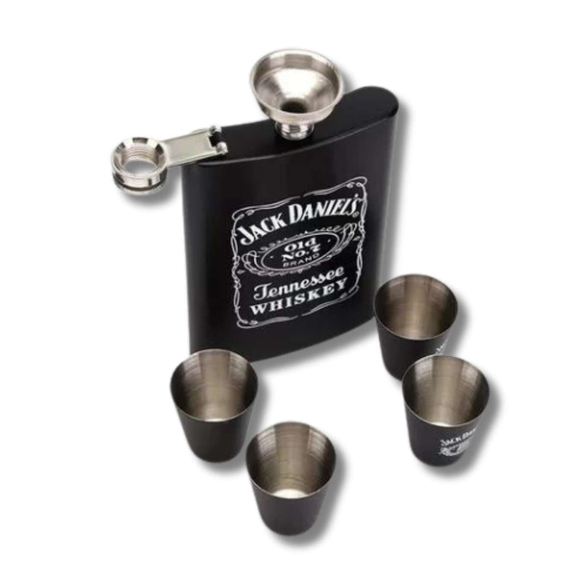 Whiskera + 4 Copas Jack Daniels Metalico