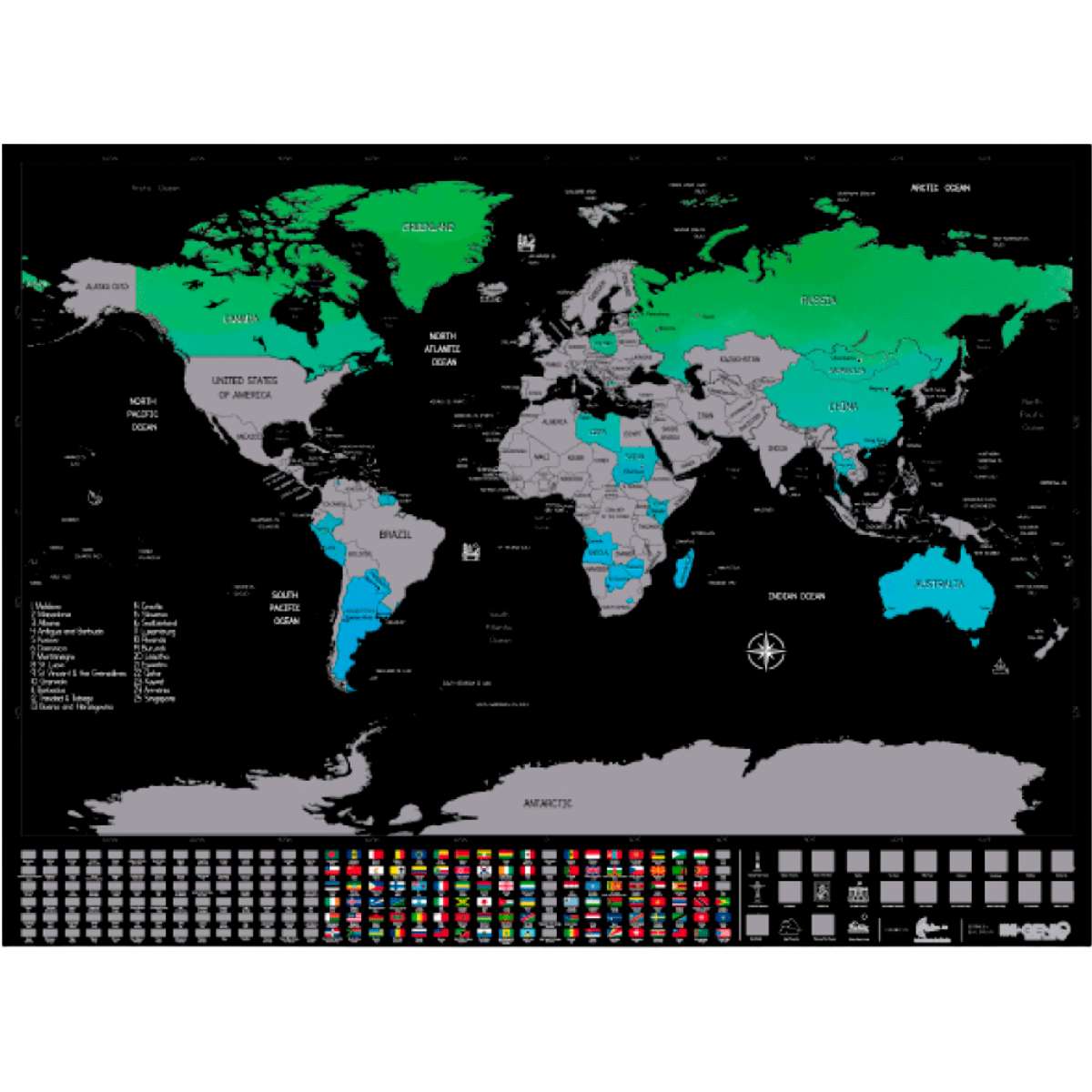 Vista de Mapa Raspable y Raspado de Países