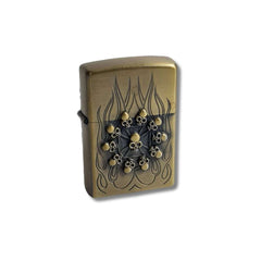 Encendedor Metálico Recargable Tipo Zippo Calavera #5 Dorado