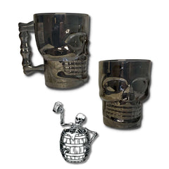 Vaso Cervecero de Calavera Negro Medio Vista Lateral Derecha