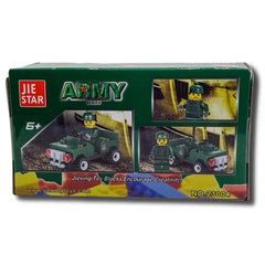 Mini Jeep Serie Ejército Tipo Lego en caja vista frontal