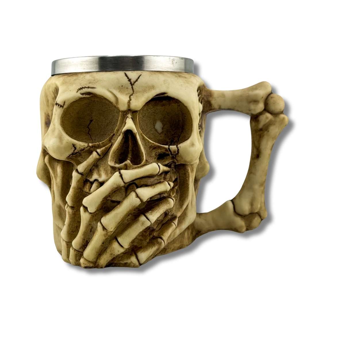 Mug Calavera Con la mano en la boca