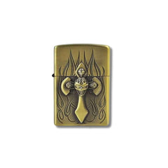 Encendedor Metálico Recargable Tipo Zippo Calavera #9 Dorado