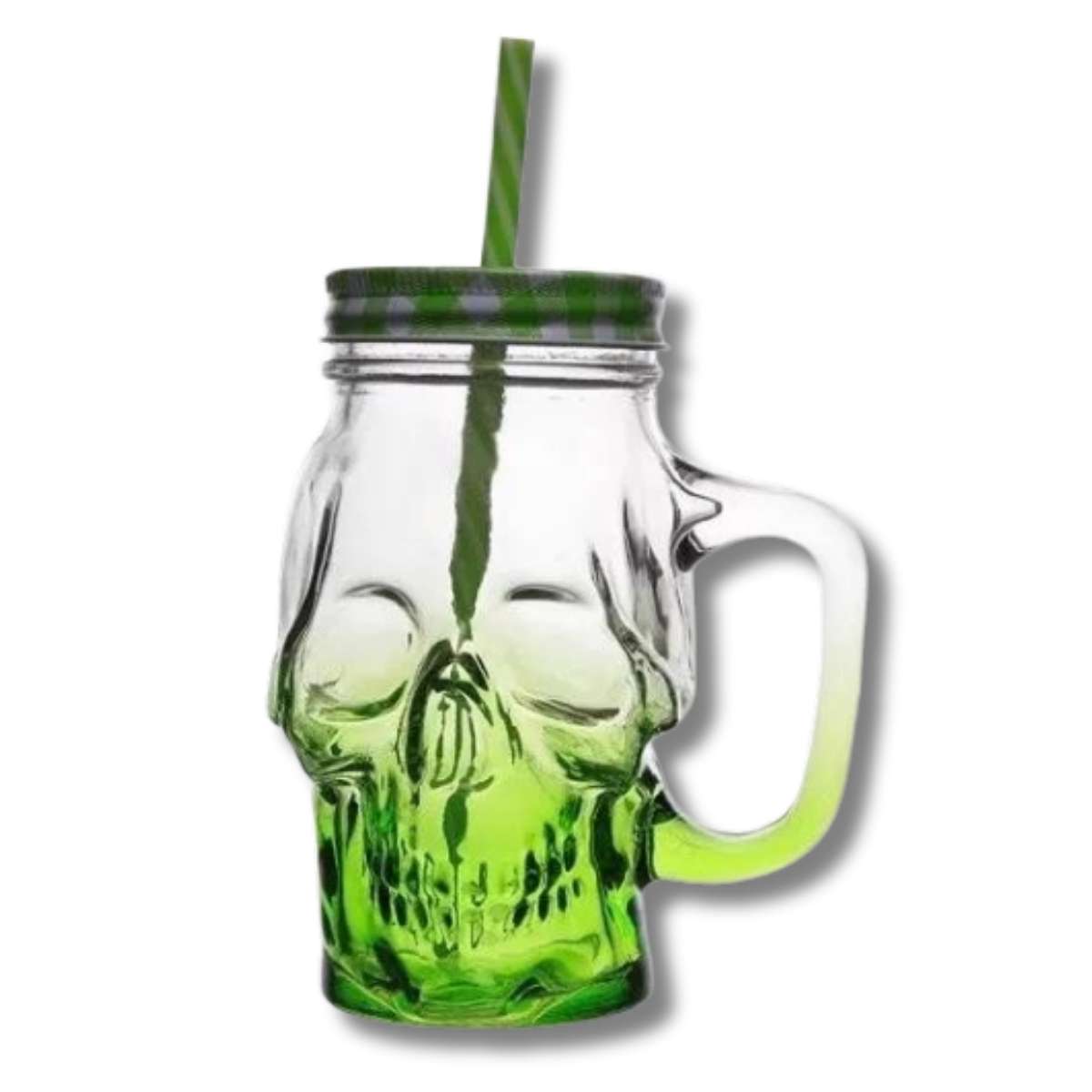 Vaso Pitillo Calavera Verde con tapa color verde