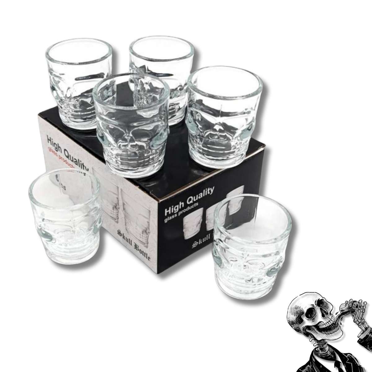 Set Vasos Whiskeros Calavera 290 ml