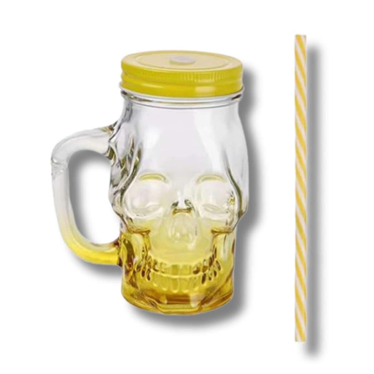 Vaso Pitillo Calavera Amarillo tapa color amarillo