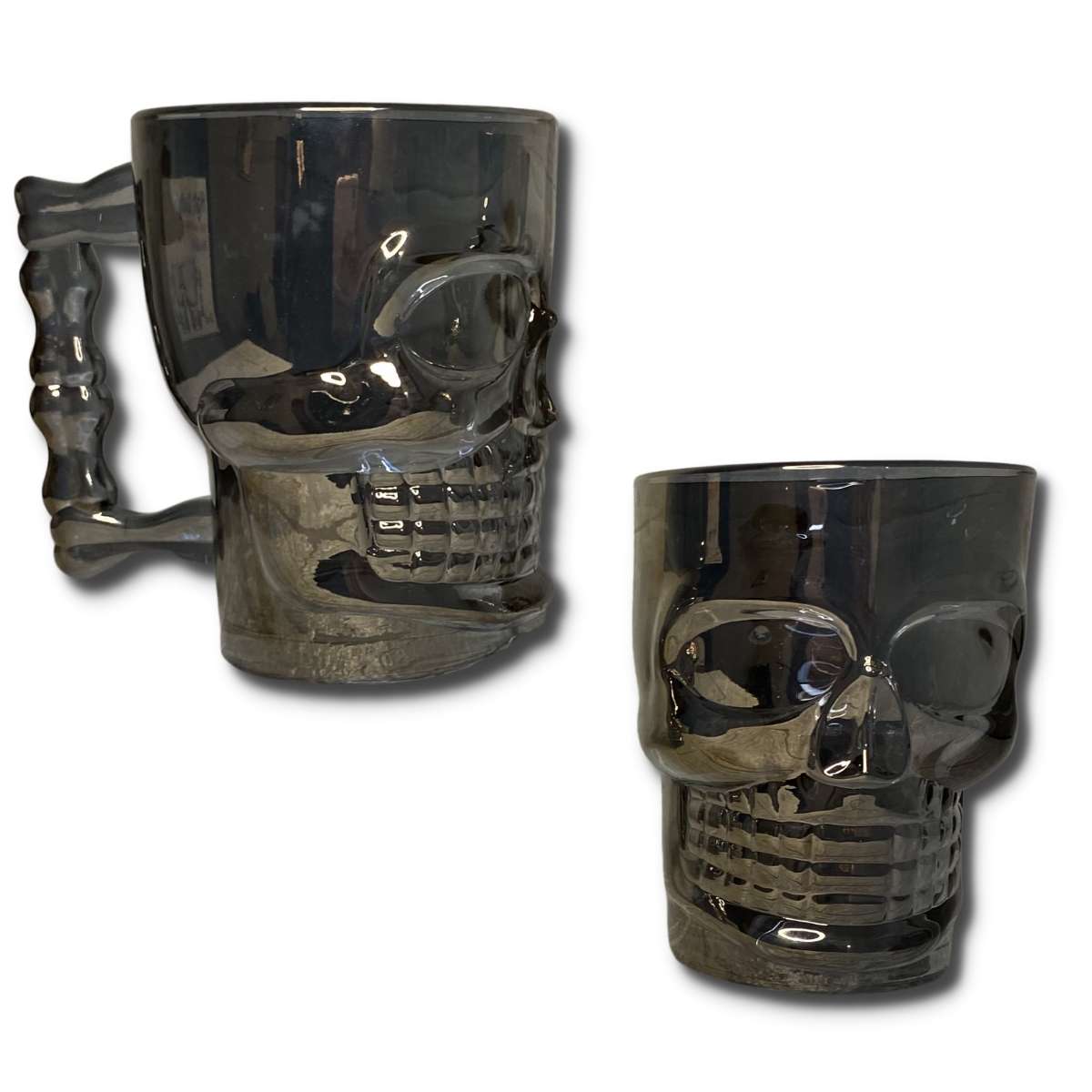 Vaso Cervecero de Calavera Negro Medio Vista Lateral Derecha