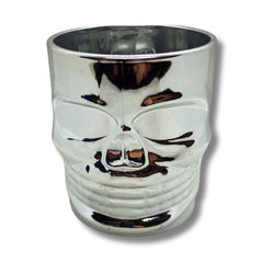 Vaso Whiskero Calavera 290 ml Plateado (1 Unidad o Set x 6 Vasos)) Inclinado hacia abajo