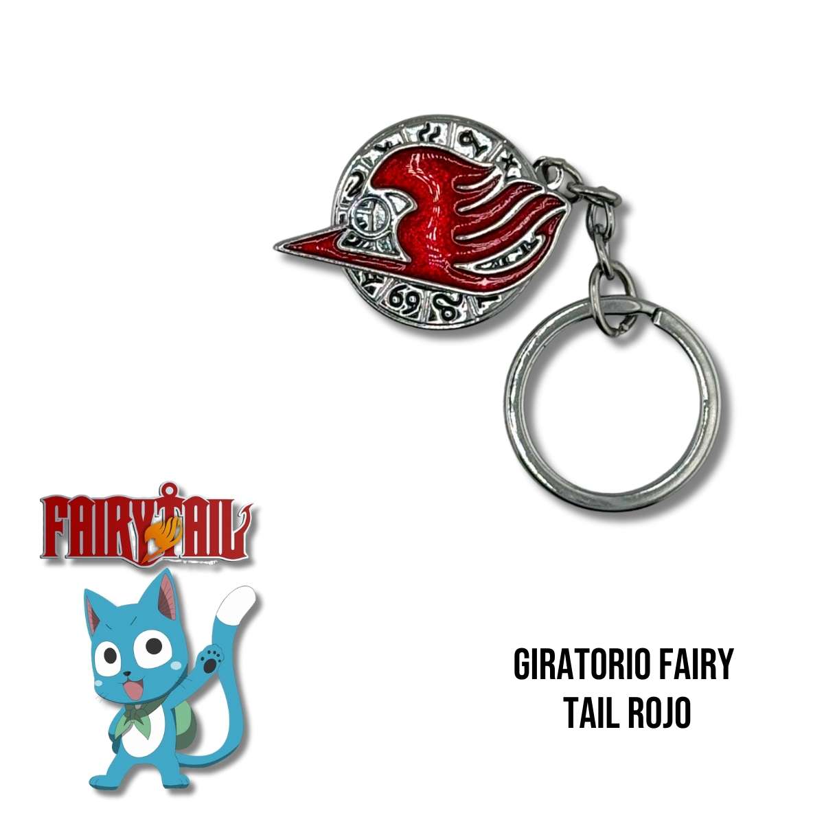 Llavero Metálico Giratorio Fairy Tail Rojo