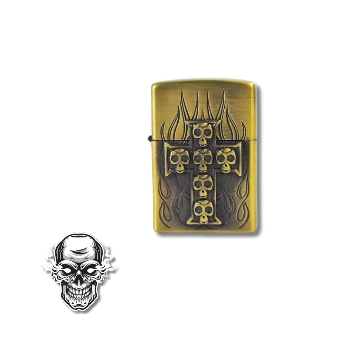 Encendedor Metálico Recargable Tipo Zippo Calavera #8