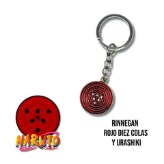 Llavero Metálico Rinnegan Rojo Diez Colas y Urashiki