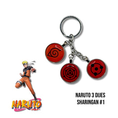 Llavero Metálico Naruto 3 Dijes Sharingan #1