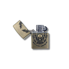 Encendedor Metálico Recargable Tipo Zippo Calavera #10 Abierto