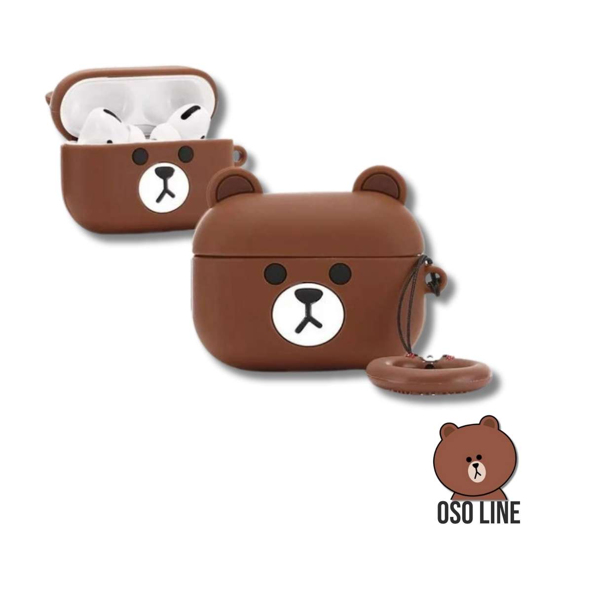 Funda Protectora AirPods Pro Oso Brown + Ruedita