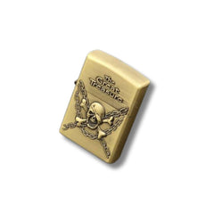 Encendedor Metálico Recargable Tipo Zippo Calavera #3 Dorado