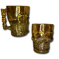 Vaso Cervecero de Calavera Dorado Vista Lateral Derecha