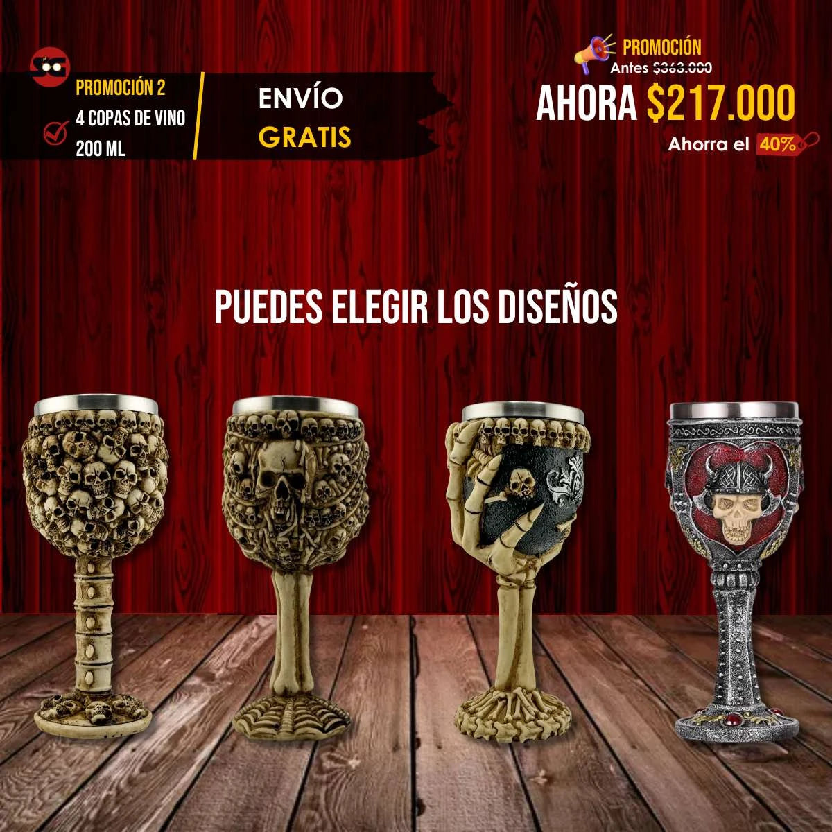 Promoción 2: Copas de Vino x 4