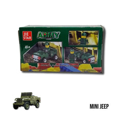 Mini Jeep Serie Ejército Tipo Lego en caja vista frontal