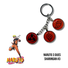 Llavero Metálico Naruto 3 Dijes Sharingan #3