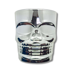 Vaso Whiskero Calavera 290 ml Plateado (1 Unidad o Set x 6 Vasos)) Inclinado hacia arriba