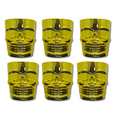 6 Vasos Whiskero Calavera 290 ml Dorado Entero (1 Unidad o Set x 6 Vasos) Exhibidos